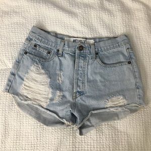 Brandy Melville mid-rise stressed denim shorts
